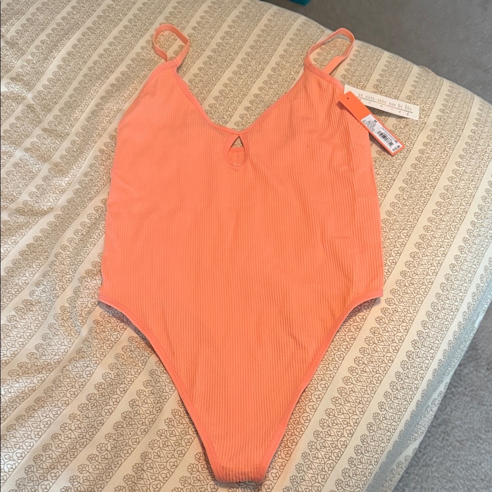Bright orange-pinkish bodysuit nwt medium